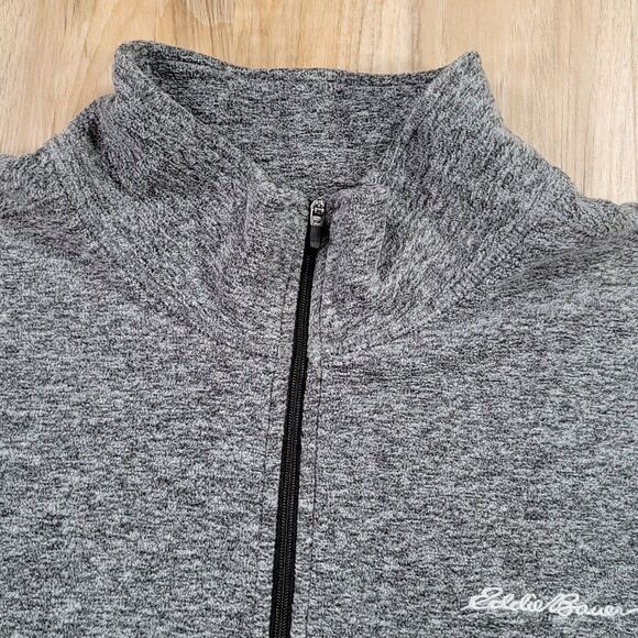 🔺️Eddie Bauer Gray Fleece 1/4 Zip Long Sleeve Sweatshirt Large - Picture 3 of 8